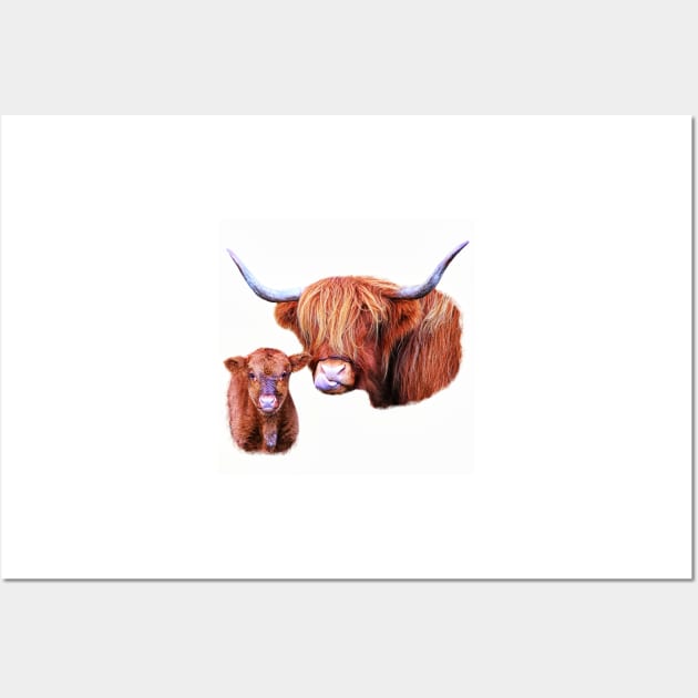 Highland Cow and Calf Wall Art by Jane Braat